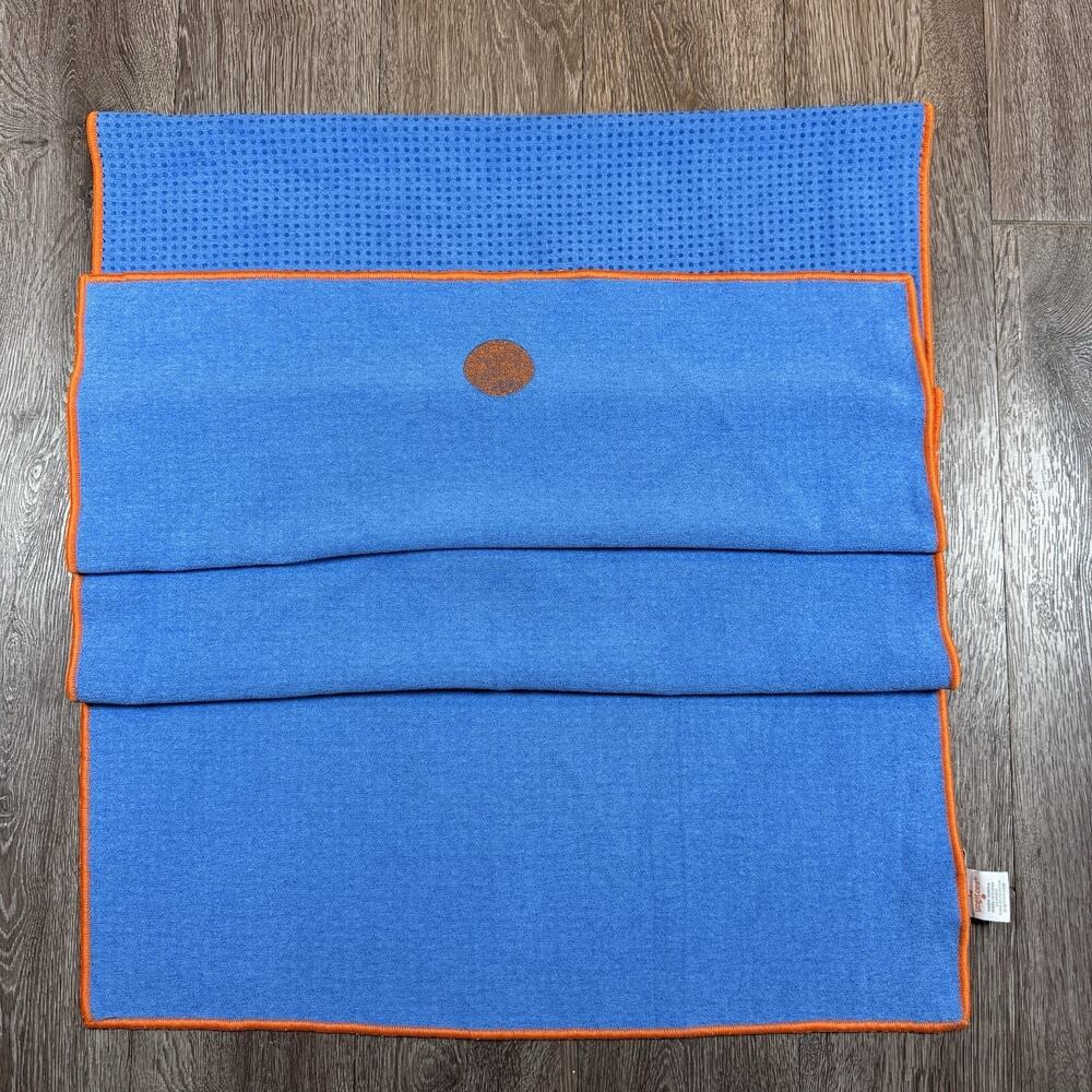 Skidless YogaToes Yoga Towel Blue Orange Non Slip Hot Yoga Grip 24 X 68